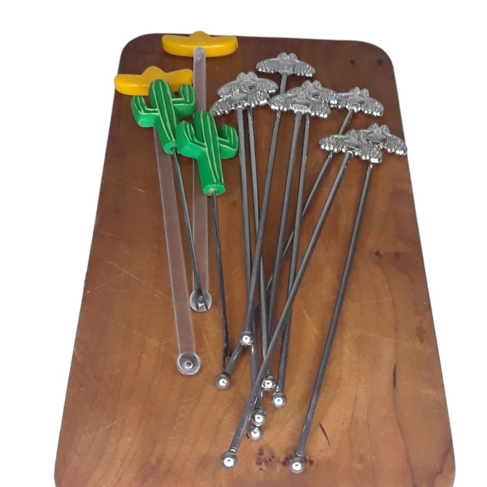 Moth Butterfly Swizzle Sticks Silver Cocktail Stirrer - Picture 5 of 9